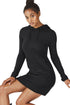 Sexy Black Slim Fit Pocket Front Hoodie Mini Dress
